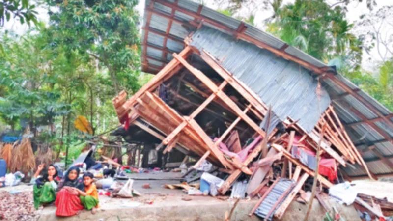 জমি দখলে ব্যর্থ হয়ে প্রতিবন্ধীর বাড়ি ভাঙচুর